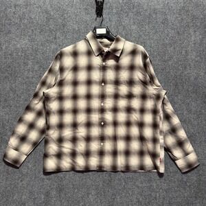 Levis Shirt Mens Boxy Large Plaid Button Shirt Brown Tan Long Sleeve Cream